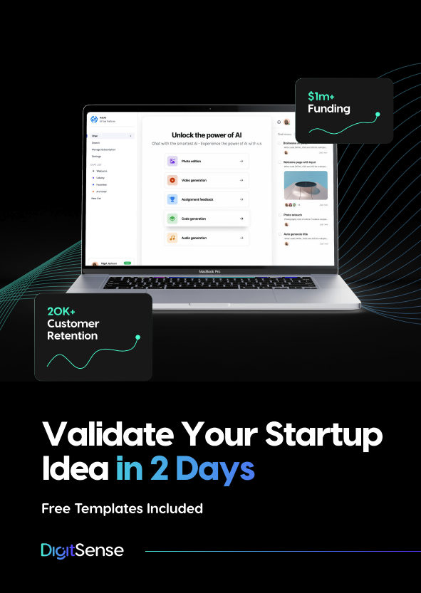 cover ebook with title validate your startup in 2 days